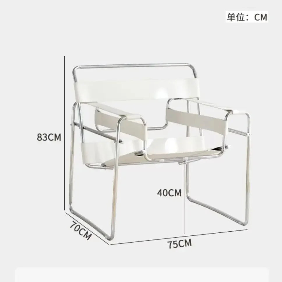 Stainless Steel Saddle Leather Vassili Chair