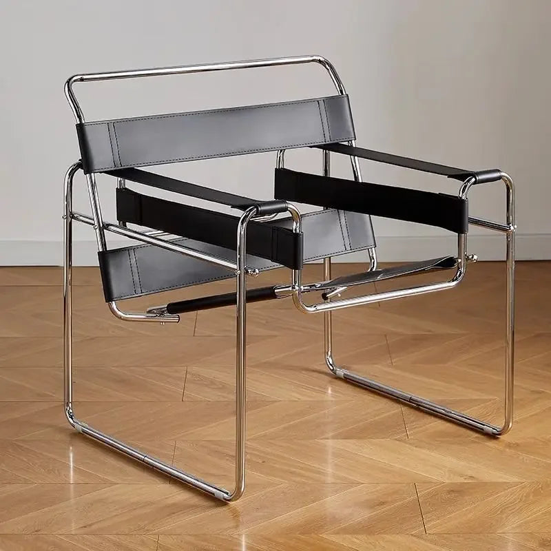 Stainless Steel Saddle Leather Vassili Chair