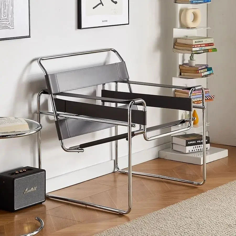 Stainless Steel Saddle Leather Vassili Chair