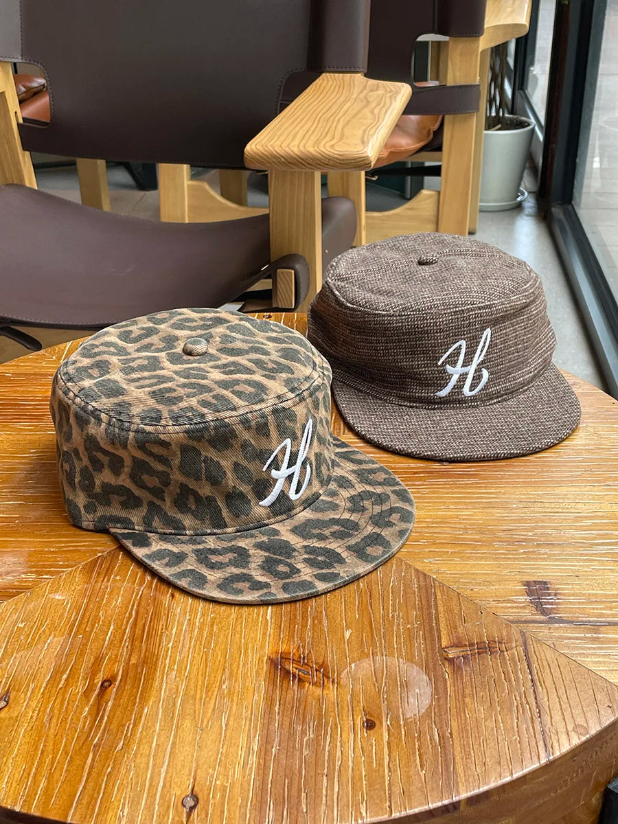 Vintage Embroidered Letter Flat Top Duckbill Cap