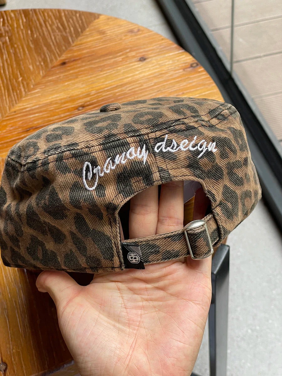 Vintage Embroidered Letter Flat Top Duckbill Cap