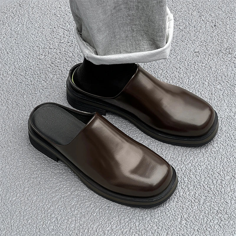 Men's Slip-on Leather Shoe Clogs