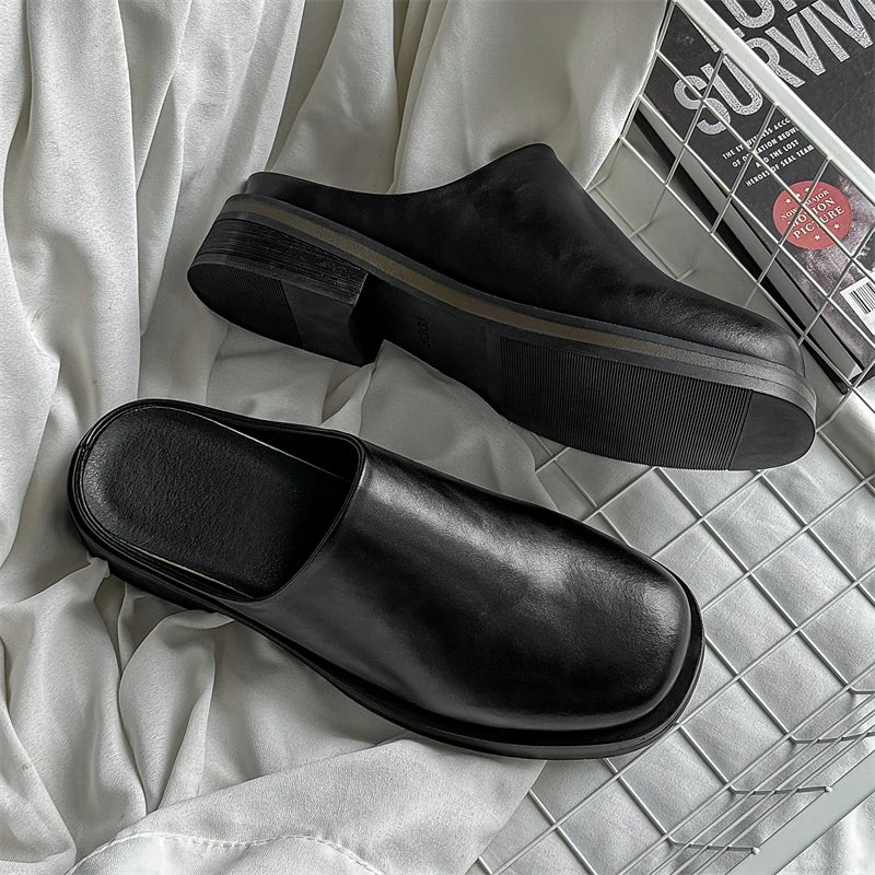 Men's Slip-on Leather Shoe Clogs
